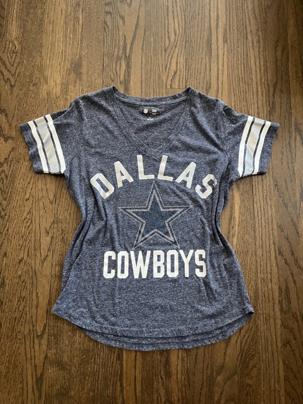 NFL Dallas Cowboys Navy Blue Short Sleeve V-Neck Tee